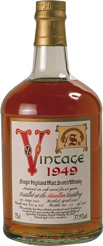 Macallan 1949 40 Year Old Signatory Vintage #118 Casks 852 & 855, Bottled 1990, Scotch Whisky - Rue Pinard