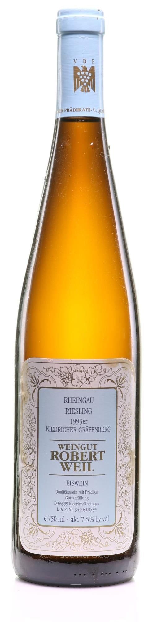 1993 Weingut Robert Weil Riesling Kiedricher Gräfenberg VDP Qualitätswein Gutsabfüllung Prädikat Dessert Wine - Rue Pinard