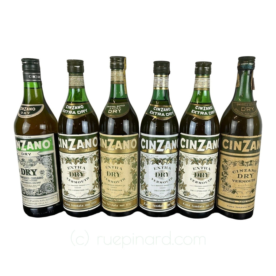 Cinzano Vermouth Extra Dry 6 bottles 1960s - Rue Pinard