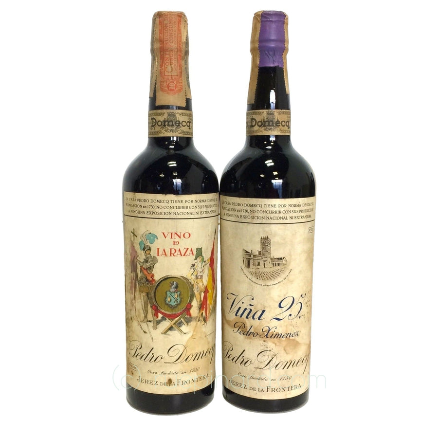 Pedro Domecq, Vino de La Raza & Viña 25 Pedro Ximenez (1950-1960s) - Jerez - 2 Bottles (0.75L) - Rue Pinard