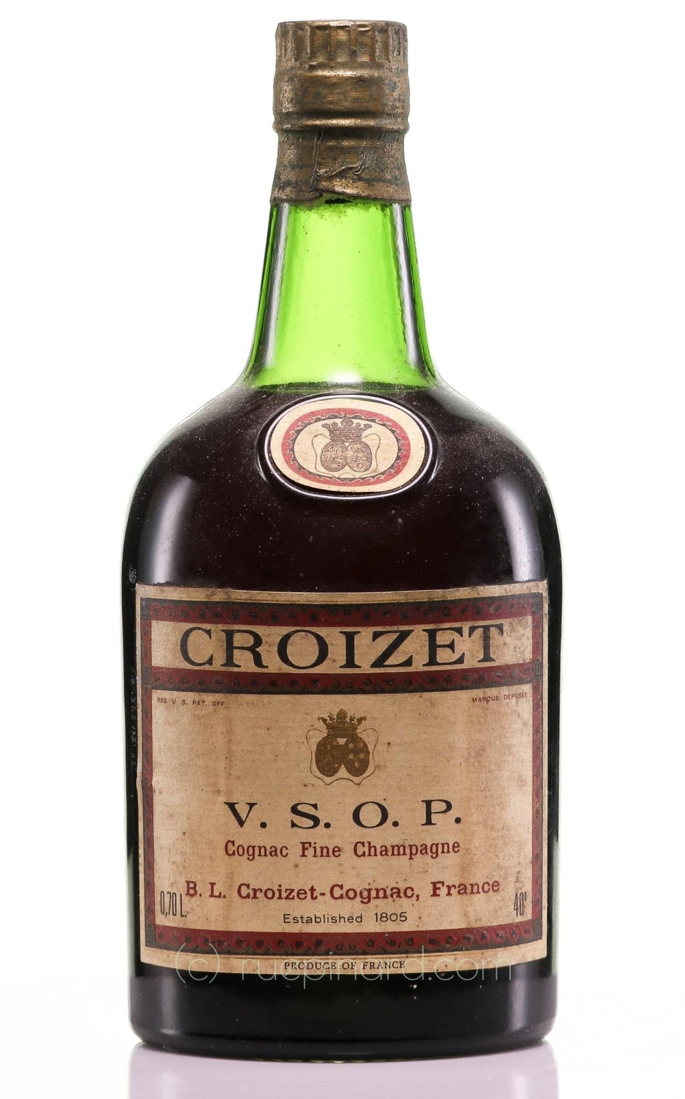 Croizet B. Léon V.S.O.P. Cognac 1920, Aged 40yrs, Bottled 1960s, Rated 95 by Wine Spectator - Rue Pinard
