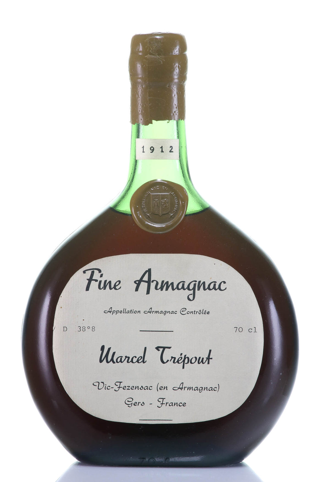 1912 Marcel Trépout Armagnac (Basquaise Region, Wax Button/Neck Label, Bottled 1960s/70s) - Rue Pinard