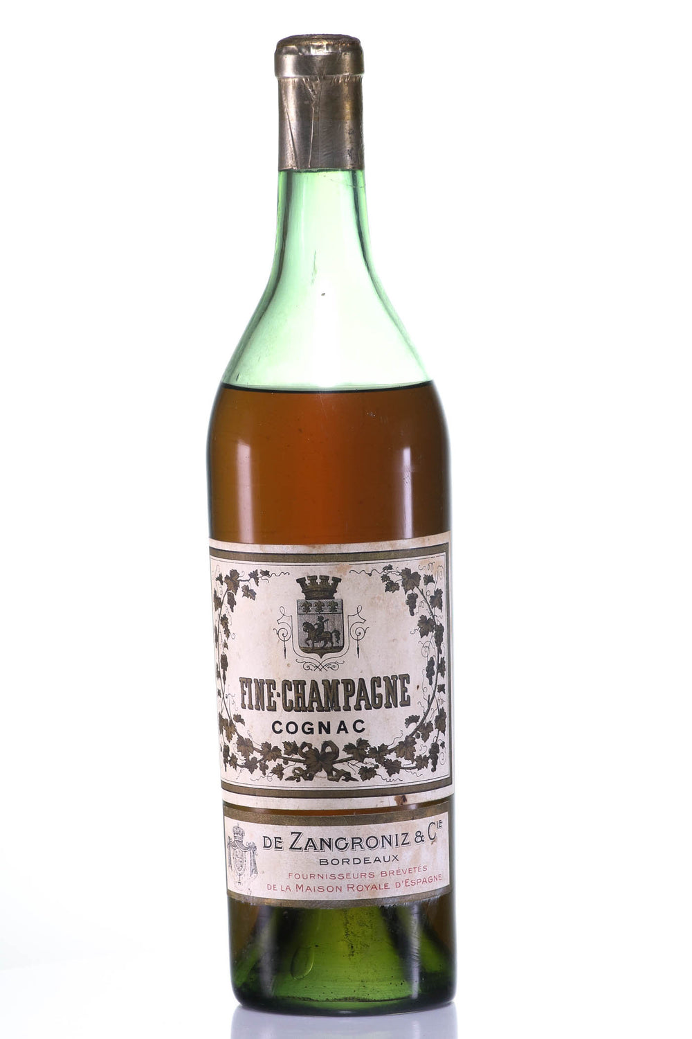 1940 Cognac - Distilled with Fine Champagne Grapes, Bottled in the 1960s - De Zangroniz Bottle - Rue Pinard