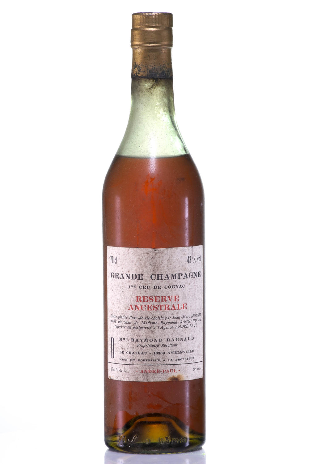 Raymond Ragnaud Cognac Réserve Ancestrale Grande Champagne Premier Cru, 20th Century - Rue Pinard