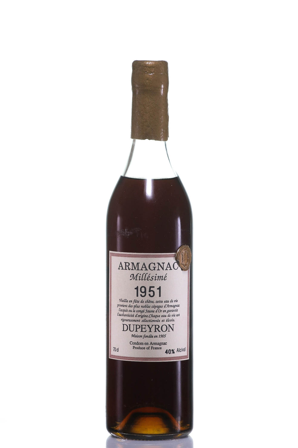 Ténareze Ryst-Dupeyron Armagnac 1951 (Waxbutton with D; Bottle no. 6765) in Original Wooden Box - Rue Pinard