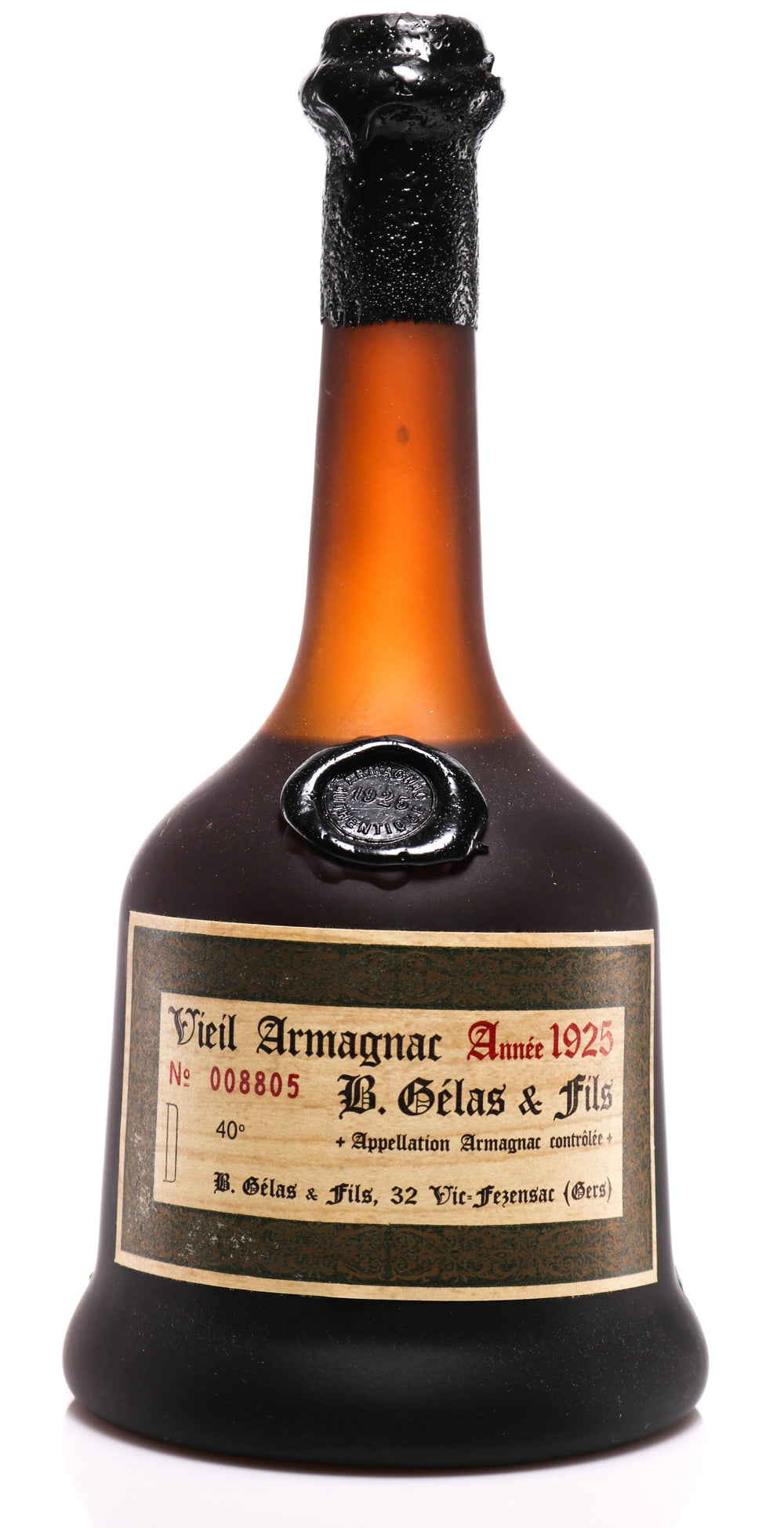 Gelas & Fils Armagnac Vieil 1925 Bottle No. 008805 - Rue Pinard