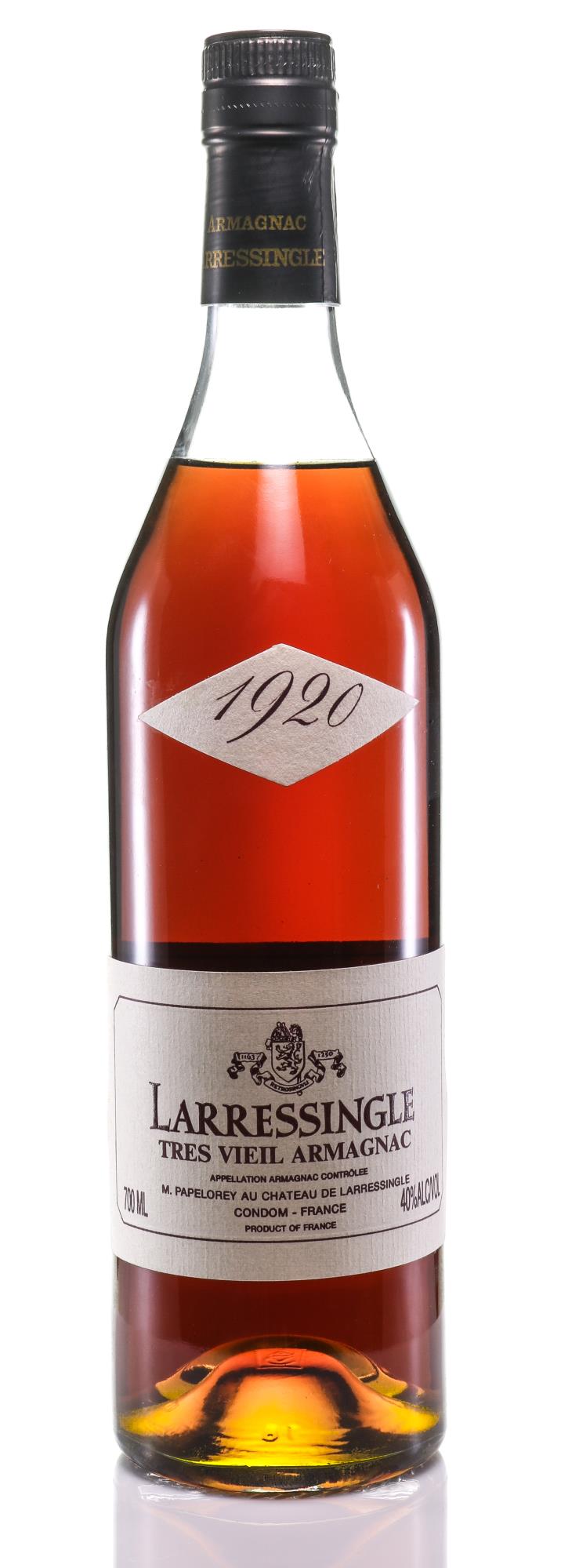 Larressingle Armagnac 1920 Vintage - Bottled in 1999 Très Vieil Armagnac - Rue Pinard